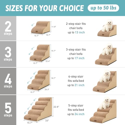 Dog Stair for Small Dog 15.7" H (Light Brown / Standard:15.7"x22.4"x15.7")