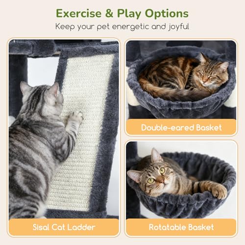 80in XXL Extra Large Corner Cat Tree Tower (80inch / Dark Grey)