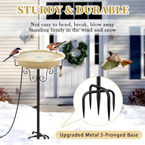 Heated Bird Bath for Outdoors Winter (Khaki)