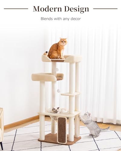 53" Cat Tree Tower for Large Cats (White 53'')