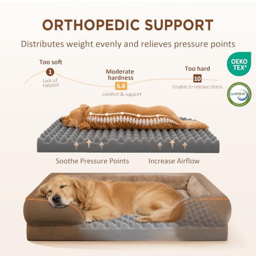 Waterproof Orthopedic Dog Beds for Extra Large Dog (48.0"L x 30.0"W x 8.5"Th / Brown)