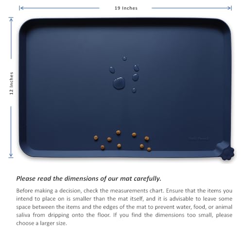 Silicone Pet Food Mats Tray (19" x 12" / French Navy)