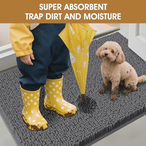 Dog Door Mat for Muddy Paws (Grey / 71" x 25")