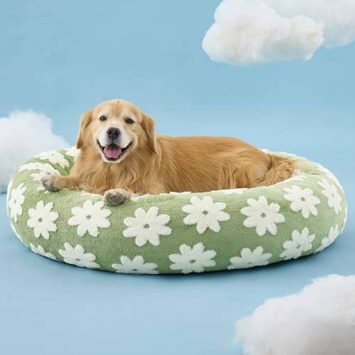Shown on TV Jacquard Donut Dog Beds Extra Large (42.0"L x 42.0"W x 9.0"Th / Flower Garden Green)