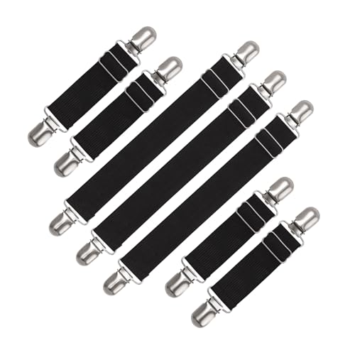 7PCS Adjustable Boot Straps Pant Stirrups Clips Boot Clips for Women and Men Motorcycle Biker Smooth Jeans Trousers Bed Sheets (7pcs Black)
