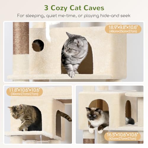 F66 Corner Cat Tree (Beige / 66 inch)