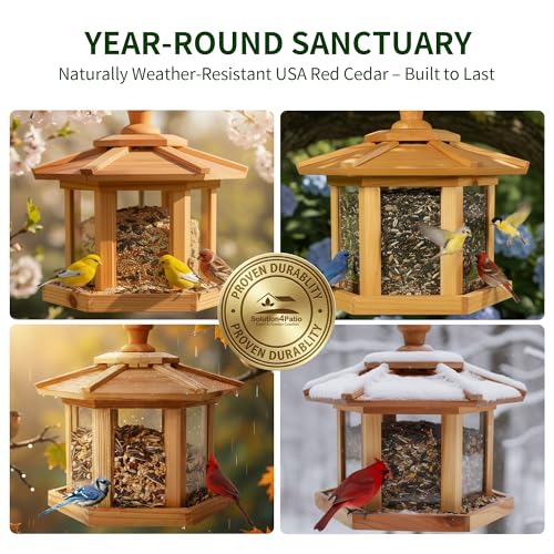 Solution4Patio Bird Feeder for Outdoors (Hexagon Gazebo)