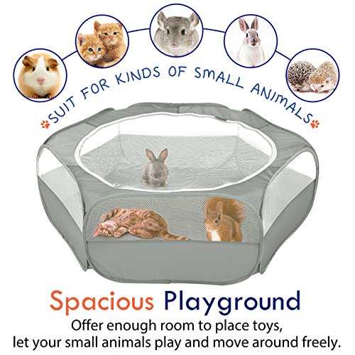 Small Animal Playpen with Zippered Cover (B-Gray)