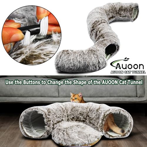 Plush Cat Tunnel Bed for Indoor Cats (Brown)