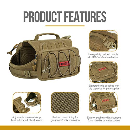 Dog Backpack for Medium & Large Dogs (Brown / Medium)