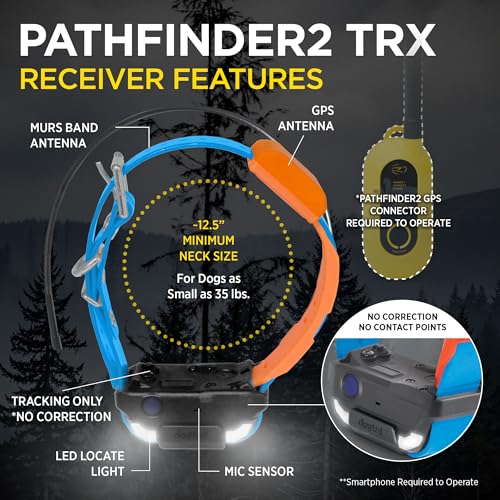 Pathfinder 2 TRX Additional Receiver Only Dog GPS Tracker LED Light Blue Collar SmartWatch Compatible Rechargeable Waterproof Free Offline Maps No Monthly Subscription Fee Smartphone Required (Blue / 35 lbs & Up)