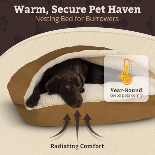 Rectangle Cozy Cave Dog Bed (Camel / Medium)