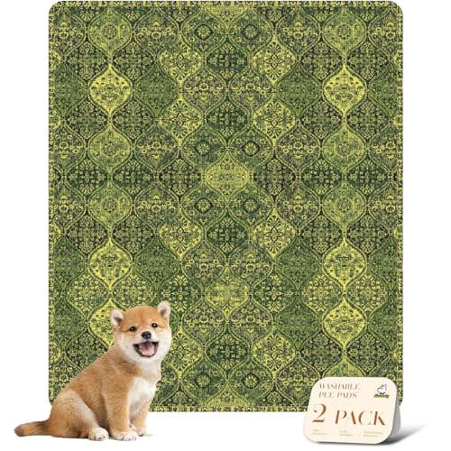 Washable Pee Pads for Dogs (31x36 Inch (Pack of 2) / Green/Multi)