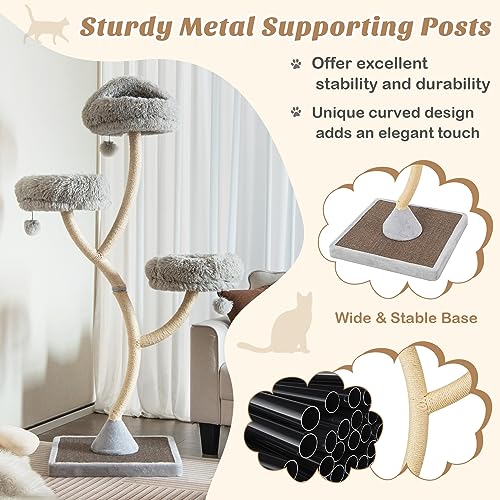 70" Tall Cat Tree (Grey)