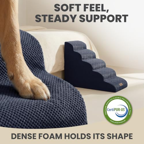 Dog Stairs for High Beds (Dark Blue / Stairs 24.5"H)
