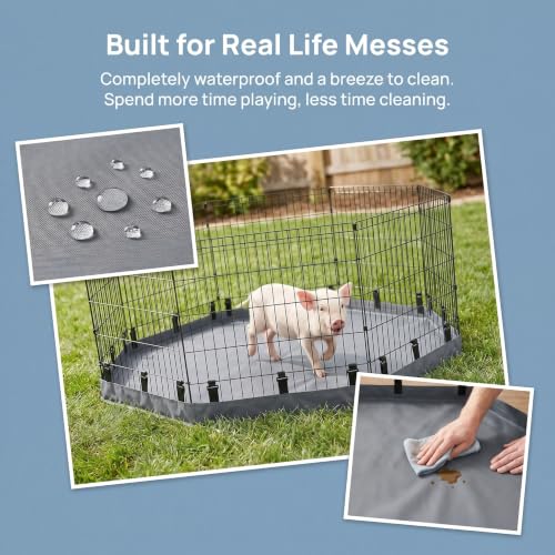 2-in-1 Octagonal Dog Playpen Bottom Pad for 24" Side Pen, Gray (Gray / No Pen: 00-Inch High)