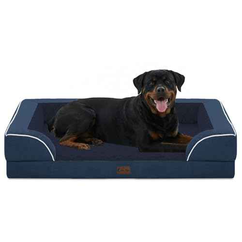 Orthopedic Dog Bed for Extra Large Dogs (Navy Blue / 48.0"L x 30.0"W x 8.5"Th)