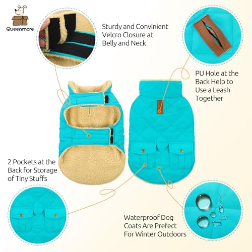 Warm Dog Jacket Cold Weather Puffer Coat Quilting Winter Vest (Large / Light Blue)