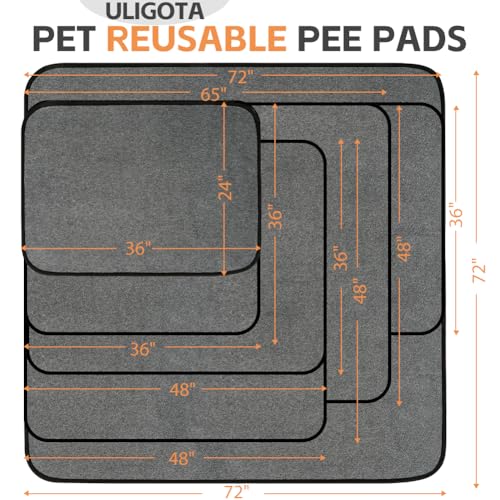 Washable Pee Pads for Dogs (36"x72" -2 Pack / Gray)