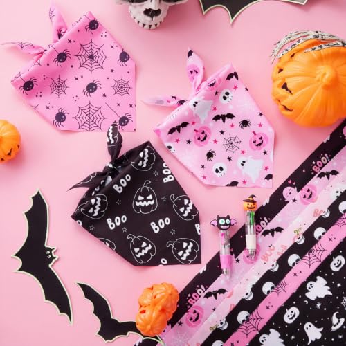 50 Pink Halloween Dog Bandana Bulk for Medium Dog Lover Gift (Halloween Pink / 25.6 x 17.7 x 17.7 Inch)