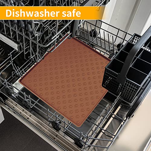 2 Pack Pet Placemat for Dog and Cat (11.8"L x 11.8"W - 2 Pack / Brown)