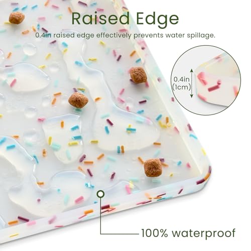 Dog Food Mat Anti (11.8"L x 11.8"W / Donut-White)