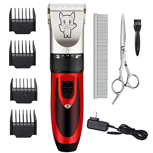 Dog Clippers for Grooming Low Noise (Red)