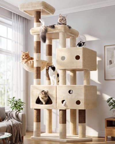 Extra Large Cat Tower for Big Cats 20 lbs (81 inch / Beige)