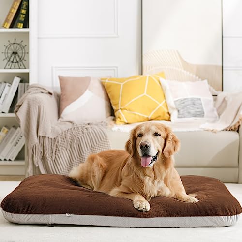 Orthopedic Large Dog Bed 39 Inch (39.0"L x 33.5"W x 4.0"Th / Dark Brown)