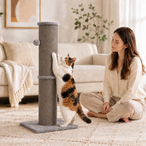 32 Inch Tall Cat Scratching Post (X-Large / Grey)