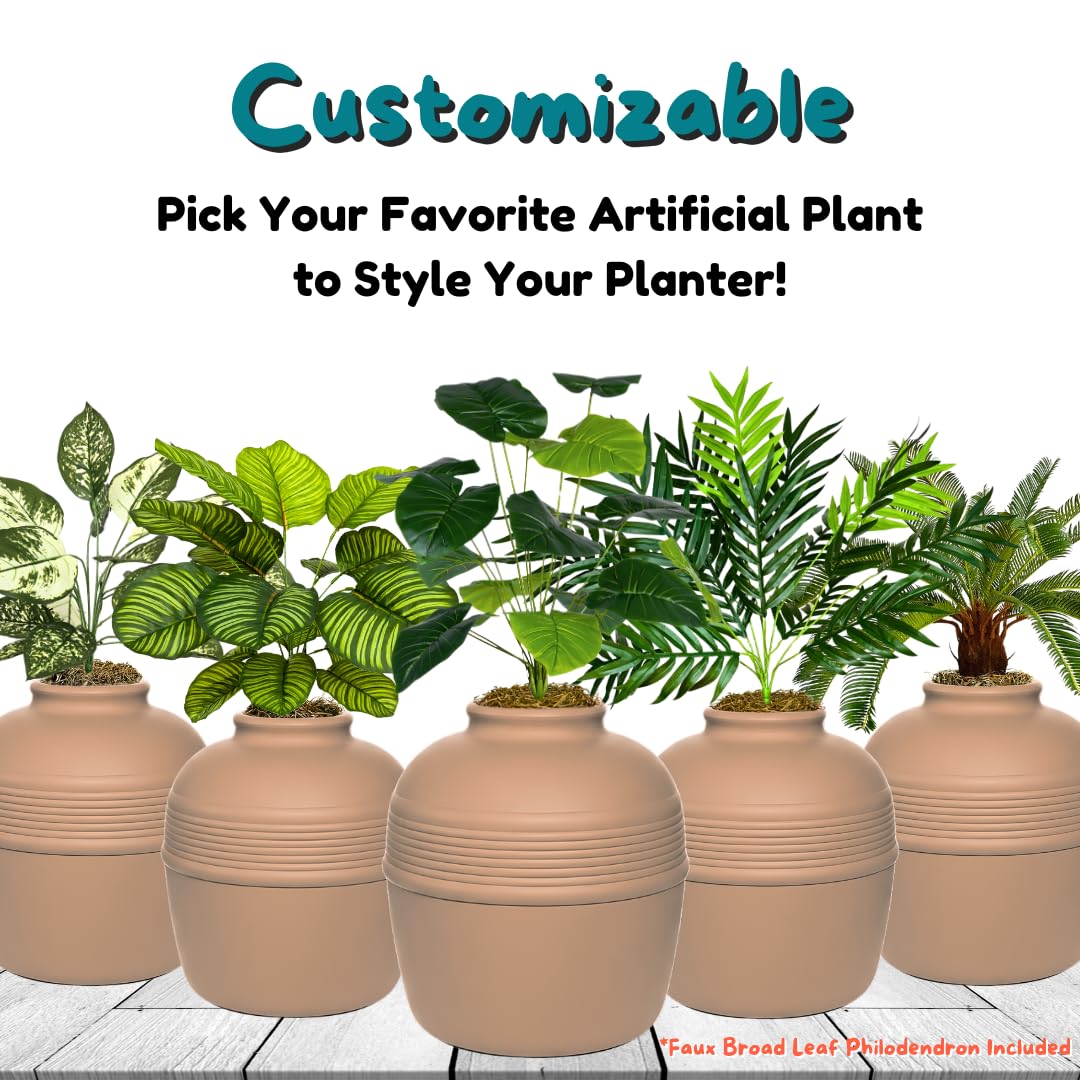 Original Hidden Litter Box Planter (Broad Leaf Philodendron / Essentials Kit / Terracotta Brown)