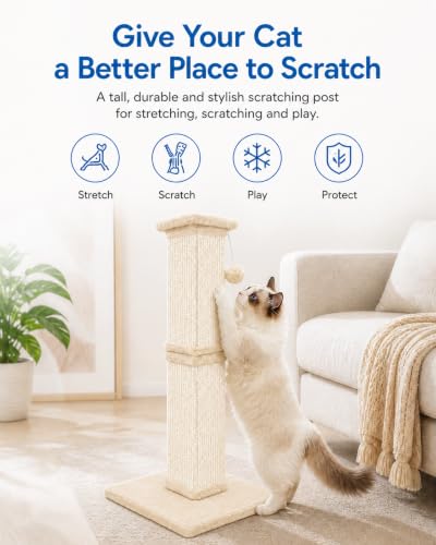 Cat Scratching Post for Indoor Cats (Cream Beige)