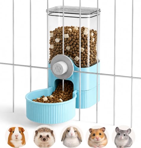 41 oz Hanging Gravity Feeder for Small Animal Cages Rabbit & Guinea Pig (Blue)