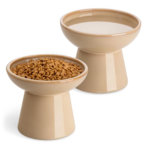 2 Pack Extra Wide Elevated Cat Bowls (Brown)