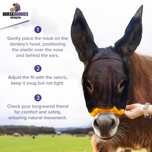 Donkey Fly Mask with Long Ears (Mini Donkey / Blue)