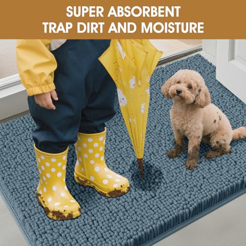 Dog Door Mat for Muddy Paws (Dusty Blue / 36" x 24")