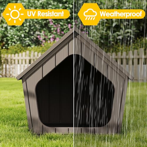 Small Dog House Outdoor Indoor (Grey / 23.43" L × 22.44" W × 22.24" H)