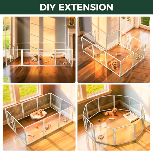 AuraSpace Pro Acrylic & Wire Mesh Indoor Dog Playpen (White / 24"H)