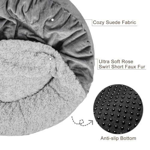 Small Dog Bed Cat Bed with Hooded Blanket (S(23" x 23" x 7") / Dark Grey)
