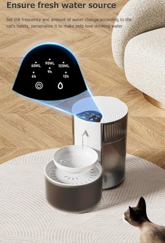 Wireless Cat Water Fountain Cordless No Filters (Black white)