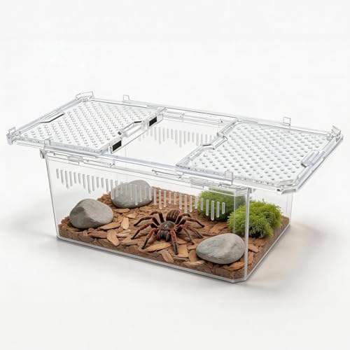 9.3" Clear Magnetic Door Reptile Terrarium for Gecko & Frog (9.3x6.2x4.6 Inch / White)