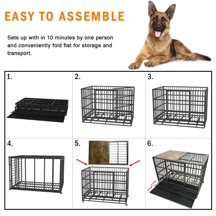 48 Inch Heavy Duty Funiture Dog Crate with Wheels