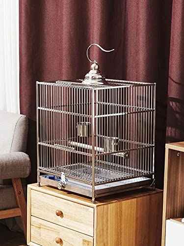 Metal Rectangle Bird Cage Stainless Steel Bird Cage Parrot Bird Cage Outdoor Portable Birdcage for Decoration Houses (Bird Cage)