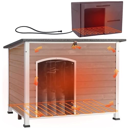 Dog House Outdoor Heated Dog Kennel with Insulated Liner All