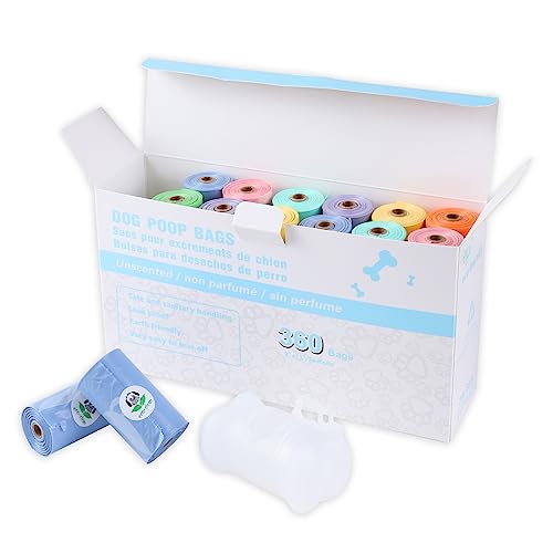 360 Count Dog Poop Bags with Dispenser (Colorful)