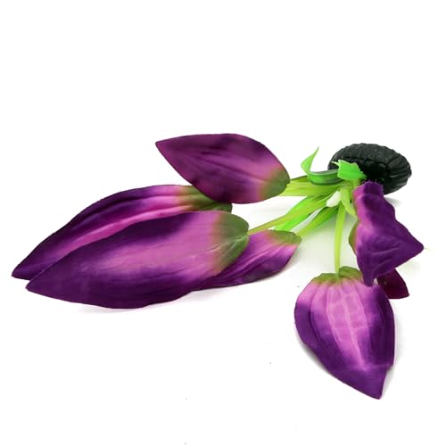 Silk Aquarium Plants for Betta Fish Tank (Purple / 8 Inch)