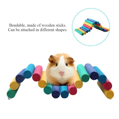 PIVBY 2PCS Wooden Hamster Bridge (2 PCS, Colored wood)