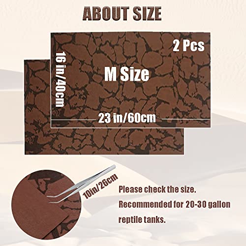 2 PCS Reptile Carpet Sand Mat Pet Terrarium Liner Lizard Bedding Mat Substrate Leopard Gecko Tank Accessories for Tortoise Turtle Snake Chameleon with Tweezers 16x23In (M:15.7"x23.6"(2Pcs))