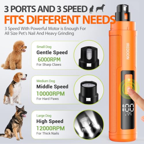 Dog Nail Grinder with 4 LED Lights (Orange)
