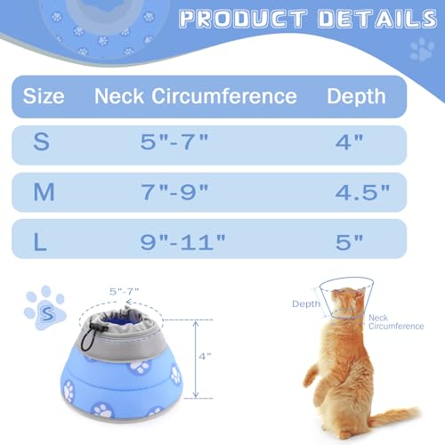 Cat Cone Collar Soft Elizabethan Collar for Surgery Recovery (Blue / S (Neck 5"-7"))